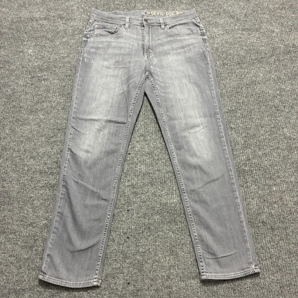 Devil Dog‎ Sanforized Shrunk Jeans Mens 34x32 Gray Denim Athletic Mid Rise